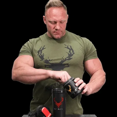 Supplement powder being mixed with cold water